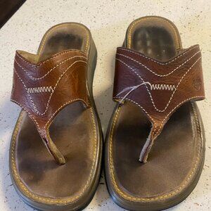 Dr Martens Doc's 5A54 Brown Leather Flip Flops Sandals Men’s Sz 7 Women's Sz 9